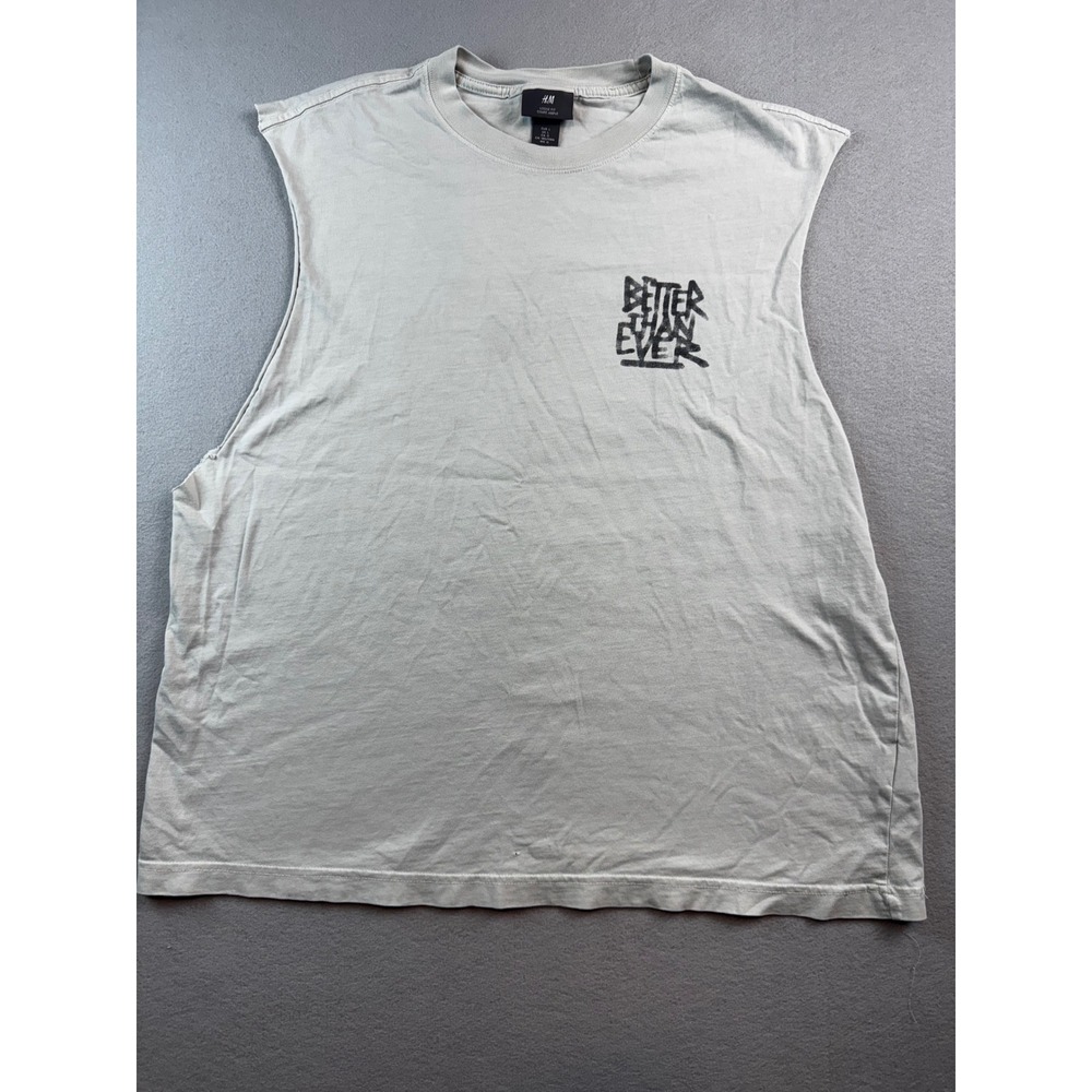 HM Better Than Ever Loose Fit Muscle Tee Sleeveless Graphic Shirt Gray L